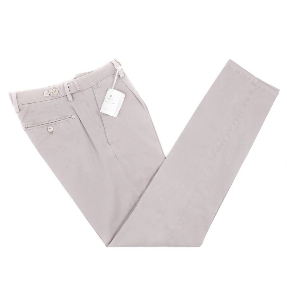 NEW LUIGI BORRELLI NAPOLI men's slim-fit cotton pants in beige